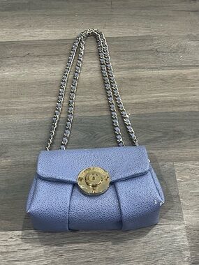 Henri Bendel Designer-Style Lilac Chain Shoulder Bag with Gold Turn-Lock